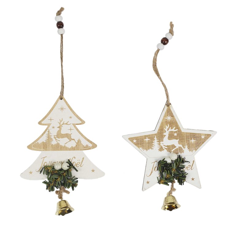 SUSPENSION ETOILE ET SAPIN ENNEIGE AVEC CLOCHE