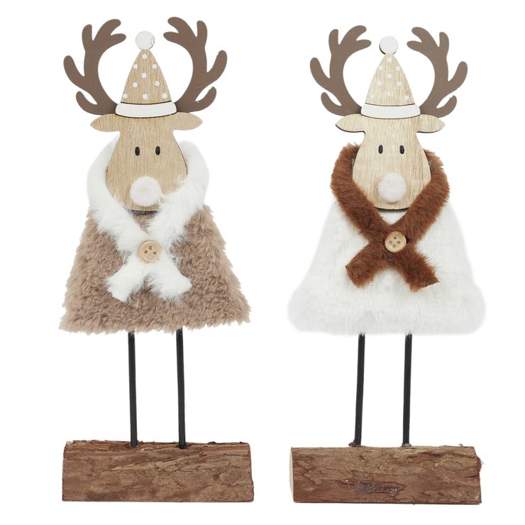 RENNE DE NOEL A POSER IMITATION FOURRURE H.27CM