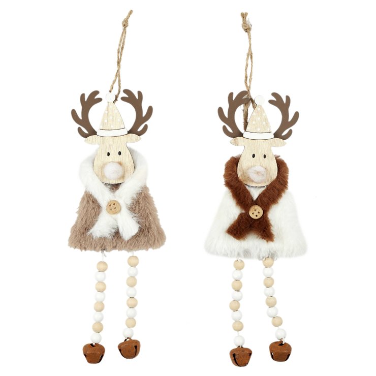 SUSPENSION RENNE DE NOEL IMITATION FOURRURE