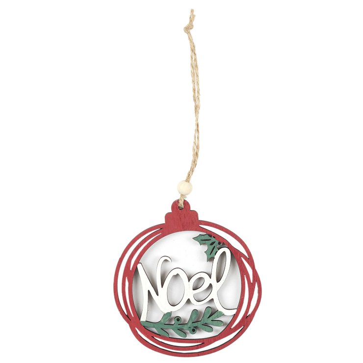 SUSPENSION AJOUREE NOEL BOIS ROUGE ET VERT