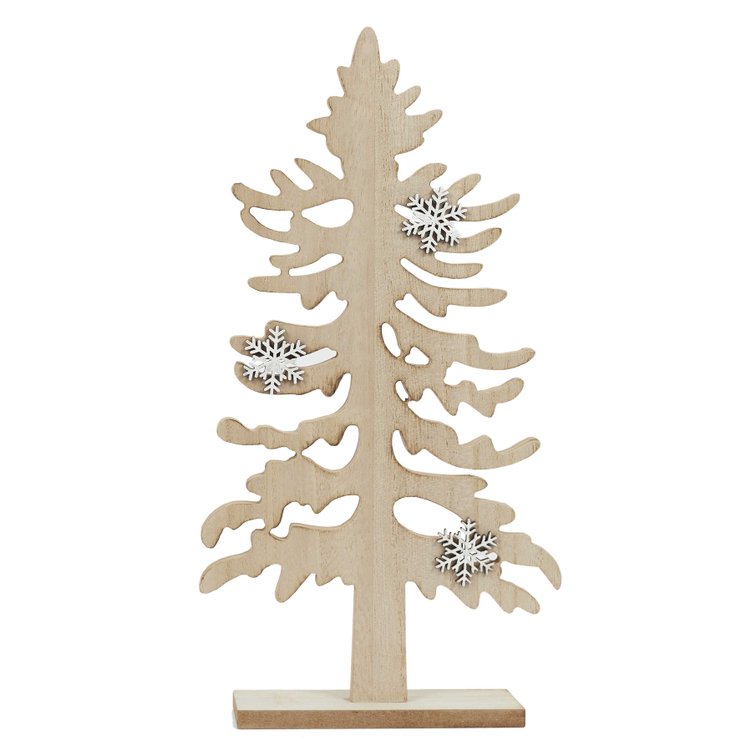 SAPIN A POSER ORNEMENT FLOCONS H.34CM