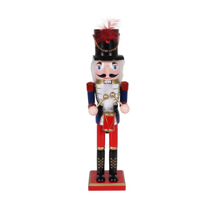 CASSE NOISETTES TAMBOUR BLEU ET ROUGE H.38CM