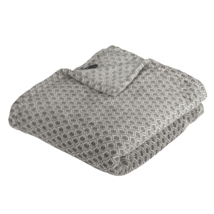PLAID FLANELLE IMPRIME OTTO GRIS 125X150CM