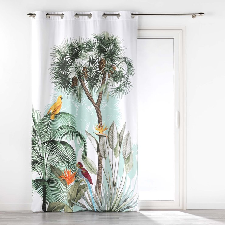 RIDEAU OEILLETS 140X260CM COTON IMPRIME COCO PARADISE
