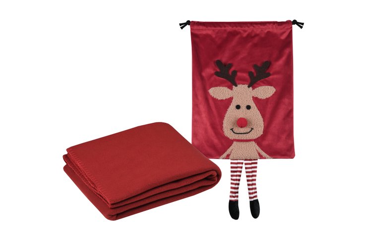 FALALA SAC 30X40CM ET PLAID 125X150CM ROUGE