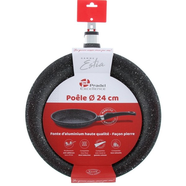 ESTIA POELE 24CM FACON PIERRE SANS MANCHE