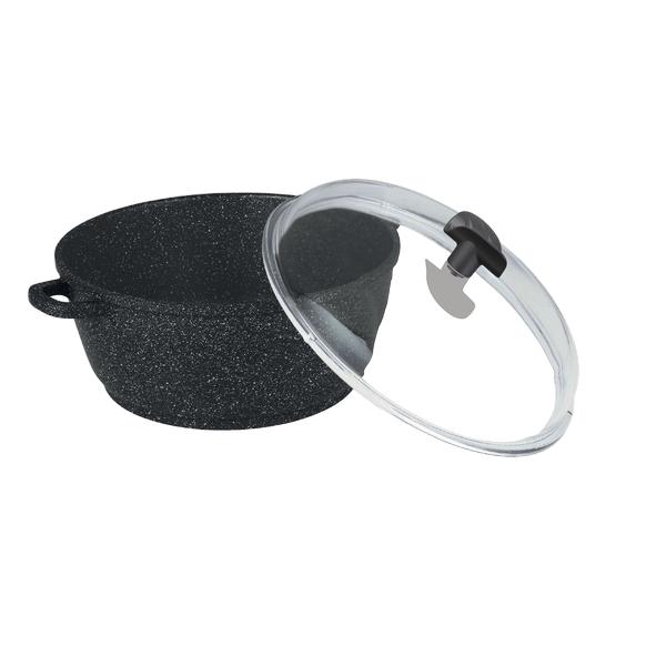 ESTIA FAITOUT 24CM FACON PIERRE AVEC COUVERCLE VERRE