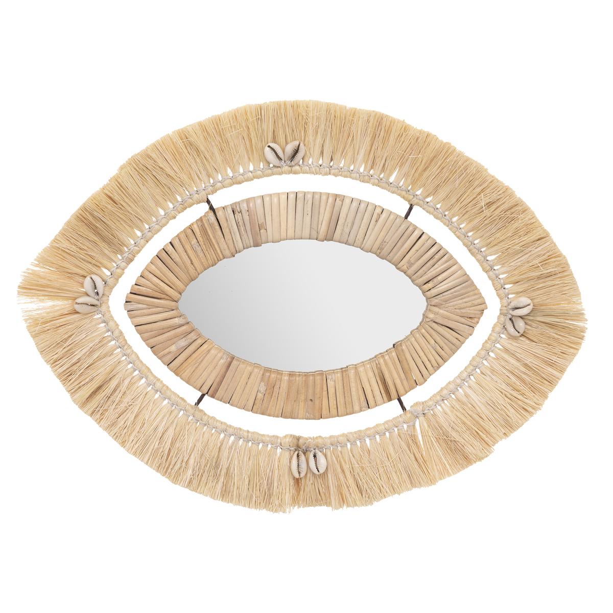 MIROIR RAPHIA TROPIQUES AUSTRALES  D.43X29CM