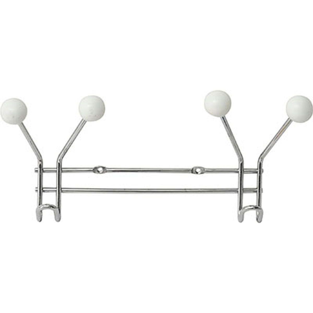 PATERE METAL 2 CROCHETS A FIXER DECORATION RESINE BLANCHE CH