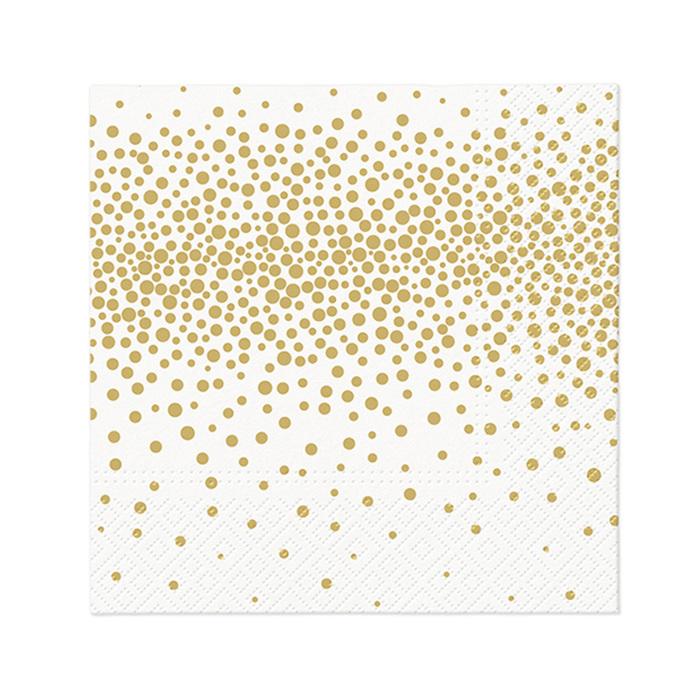 SET 20 SERVIETTES COCKTAIL 3 PLIS 25X25CM CONFETTIS OR