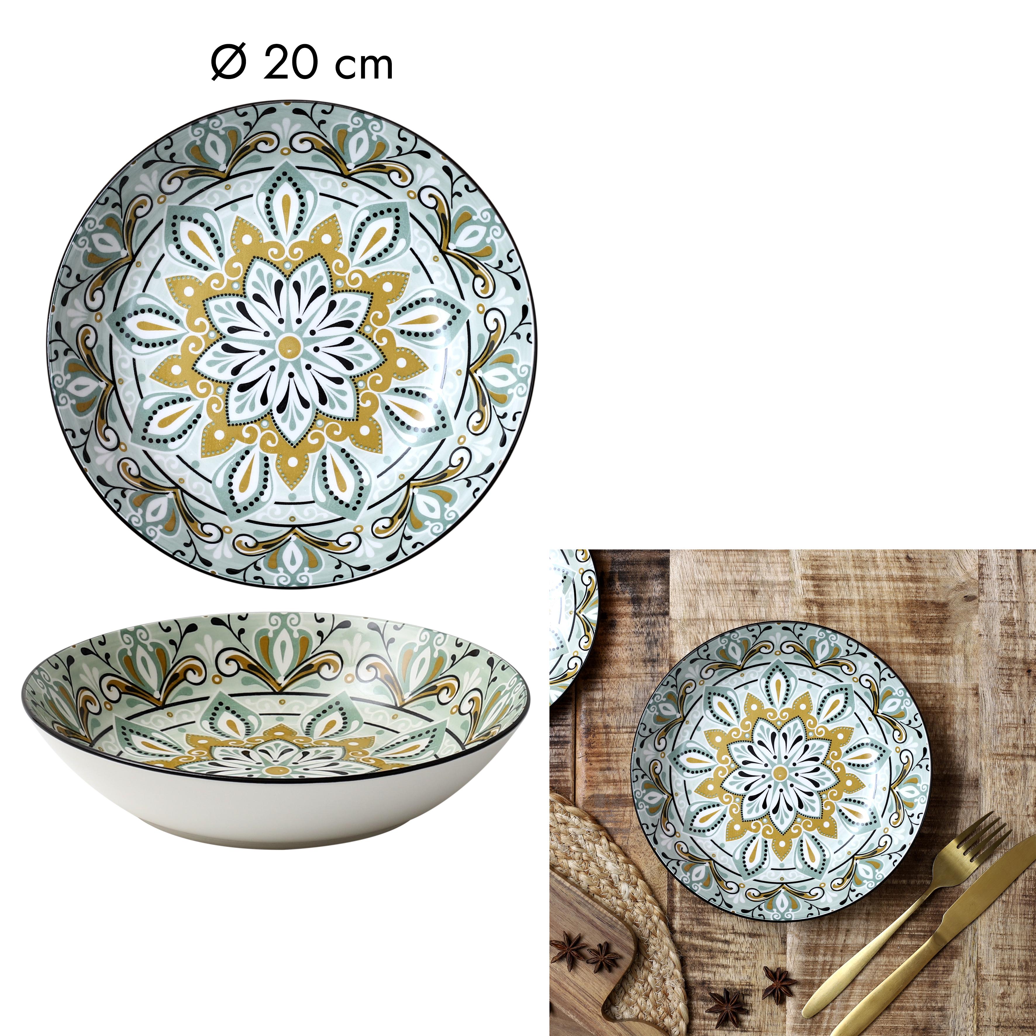 ASSIETTE CREUSE JAIPUR VERTE D.20CM