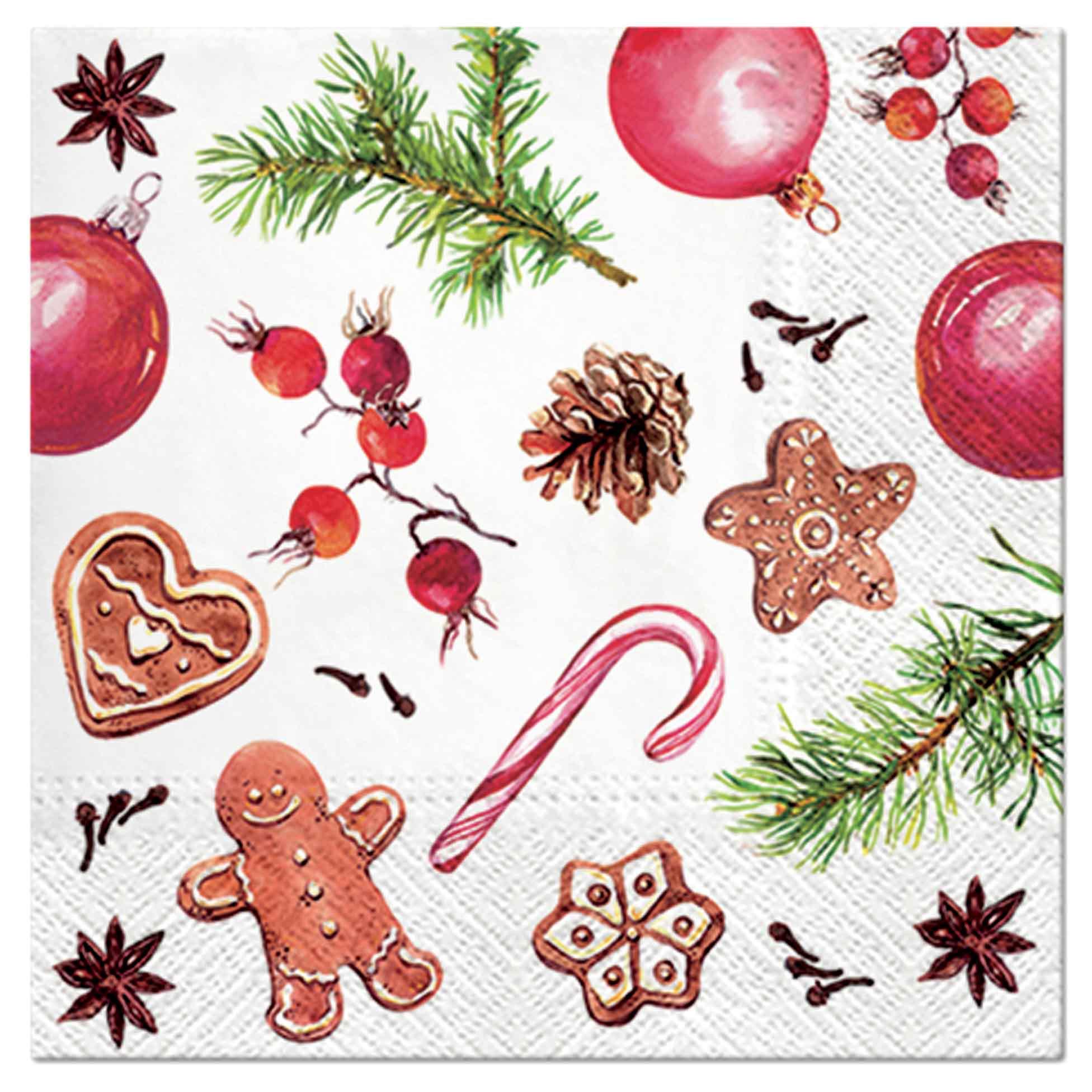 SET 20 SERVIETTES 3 PLIS 33X33CM FRIANDISES