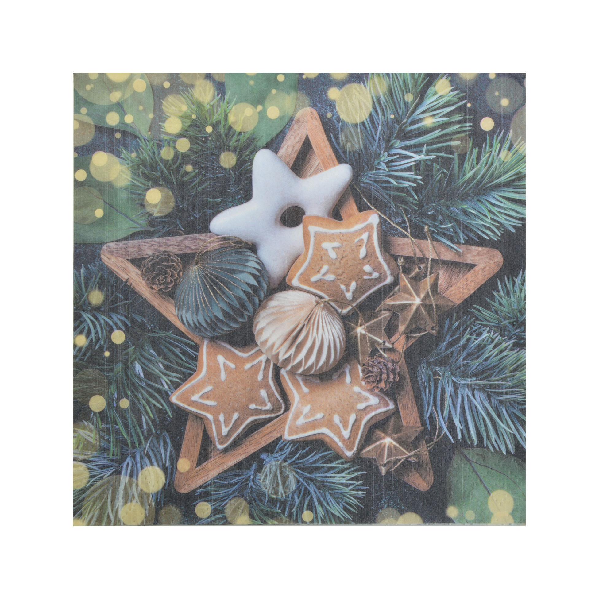 SET 20 SERVIETTES 3 PLIS 33X33CM GATEAUX ET ETOILE BOIS