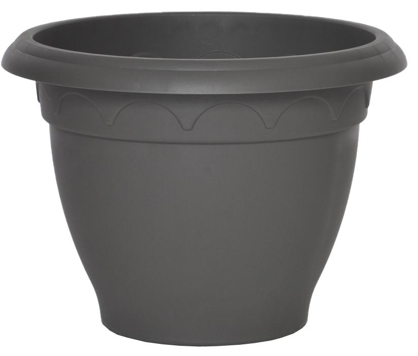 POT FLEUR RESINE CAMPANE D 39CM GRIS PAILLETE