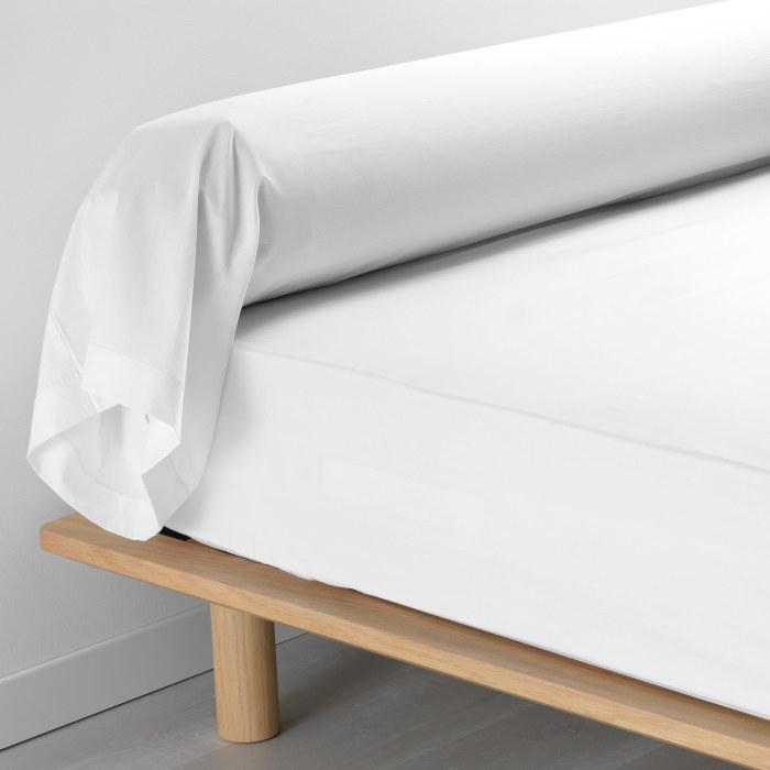 TAIE DE TRAVERSIN 85 X 185 CM PERCALE UNI 78 FILS BLANC