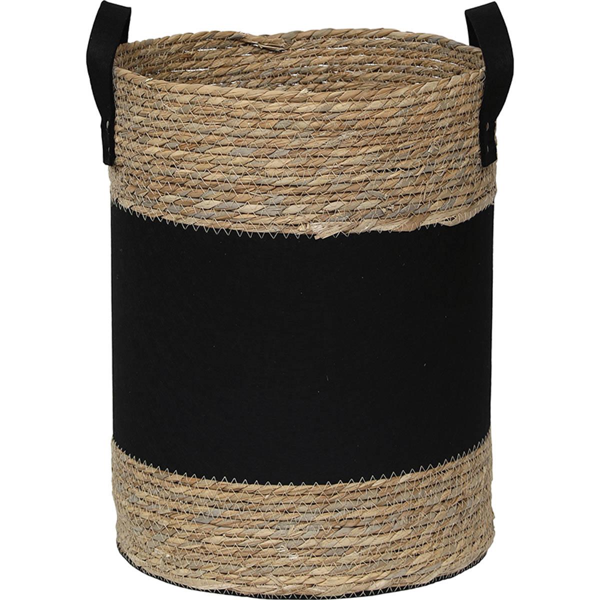 PANIERE FEUTRINE MATIERE VEGETALE D.45X34CM NOIR NATUREL