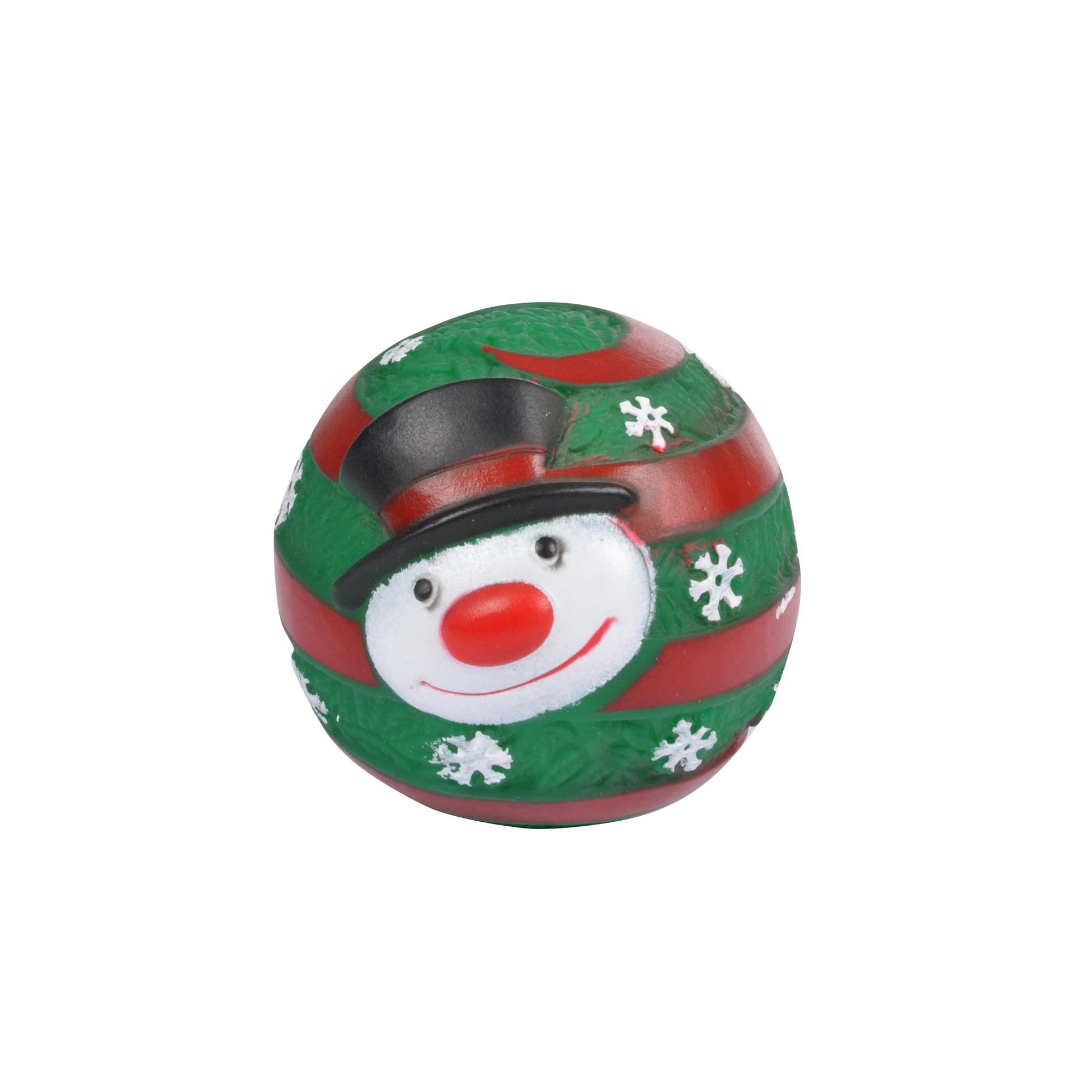 JOUET BALLE BONHOMME DE NEIGE VINYLE SONORE D.9CM