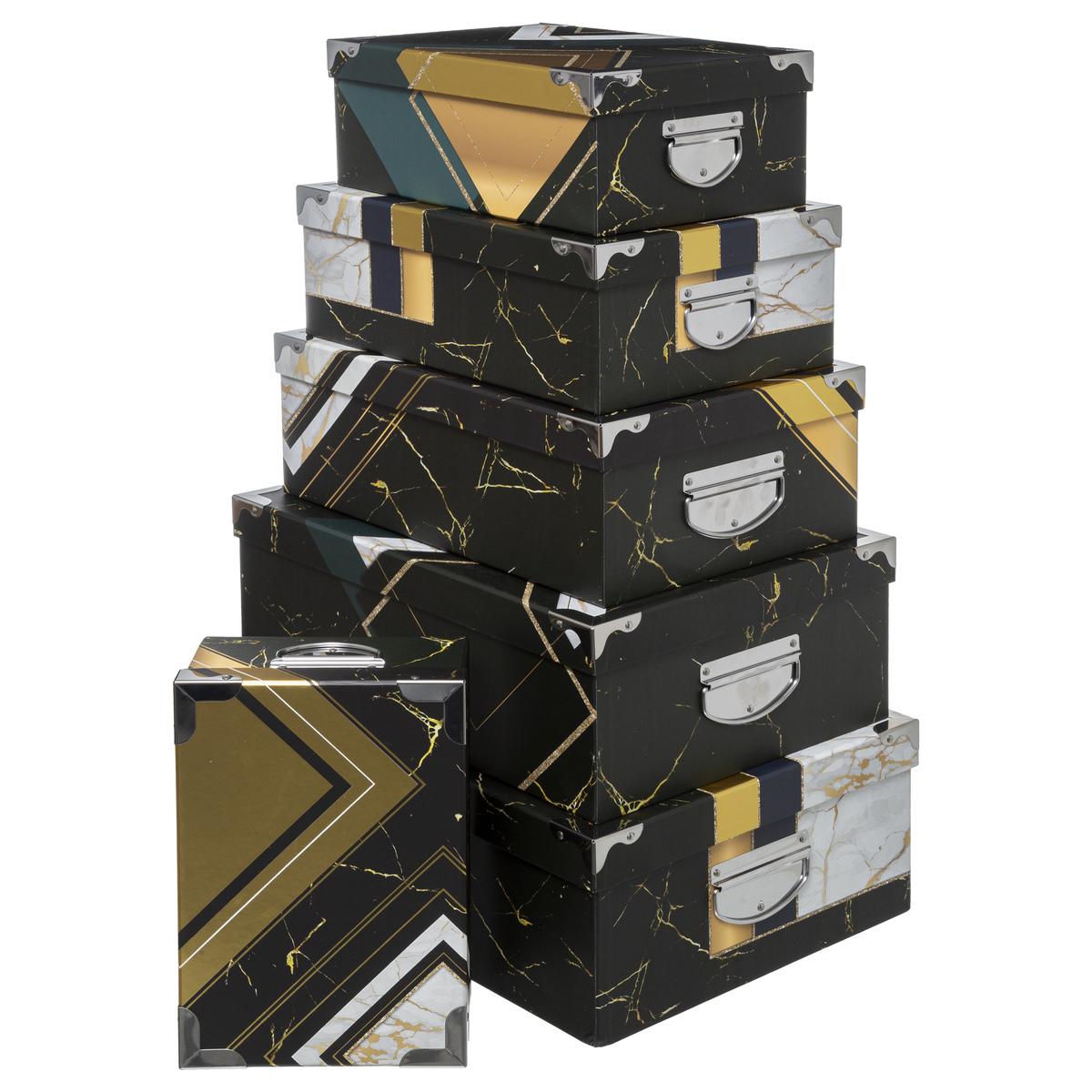 BOITE RECTANGLE GEOMETRIQUE NOIR D.40X26.5X13.8CM