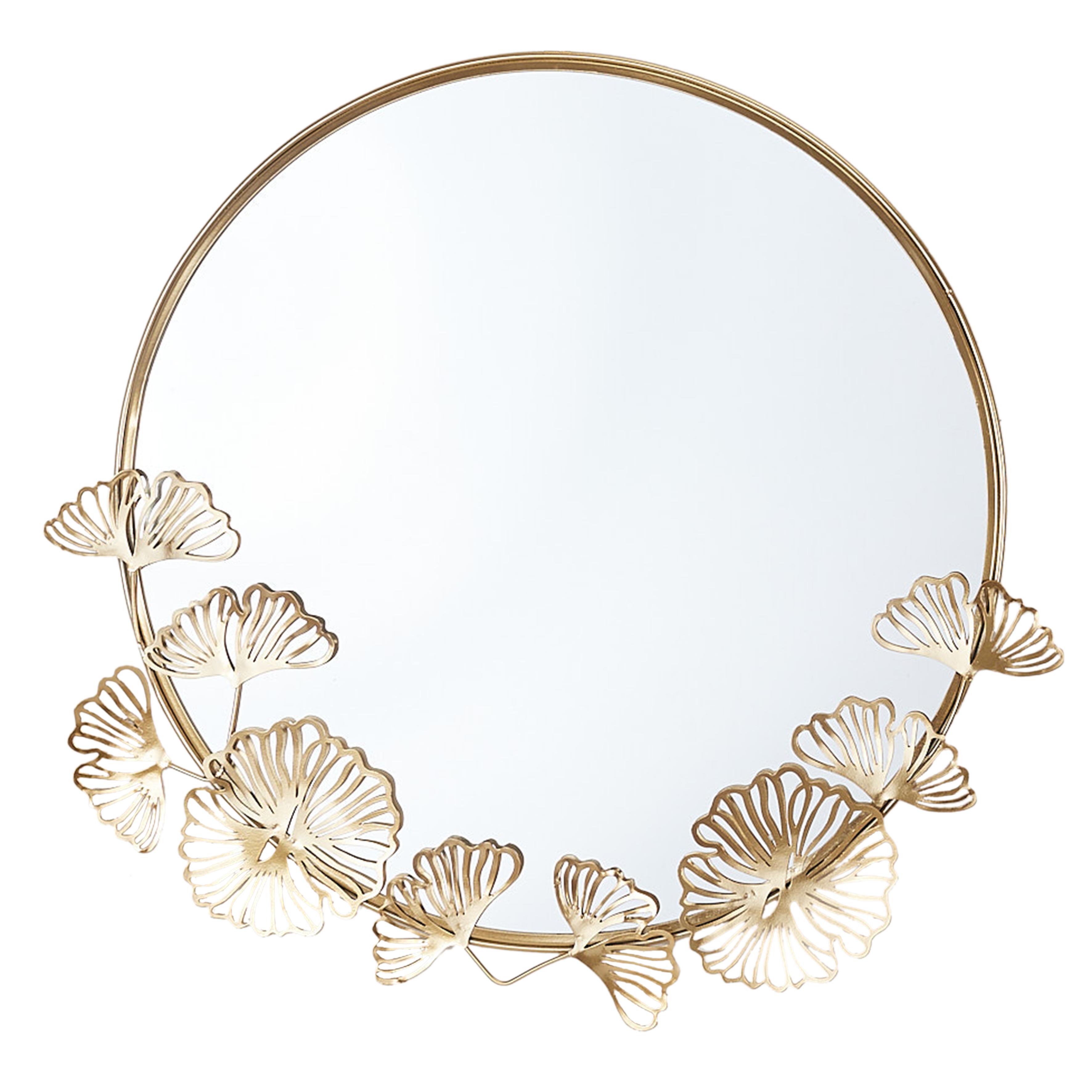 MIROIR FEUILLES GINKGO DORE D.45CM