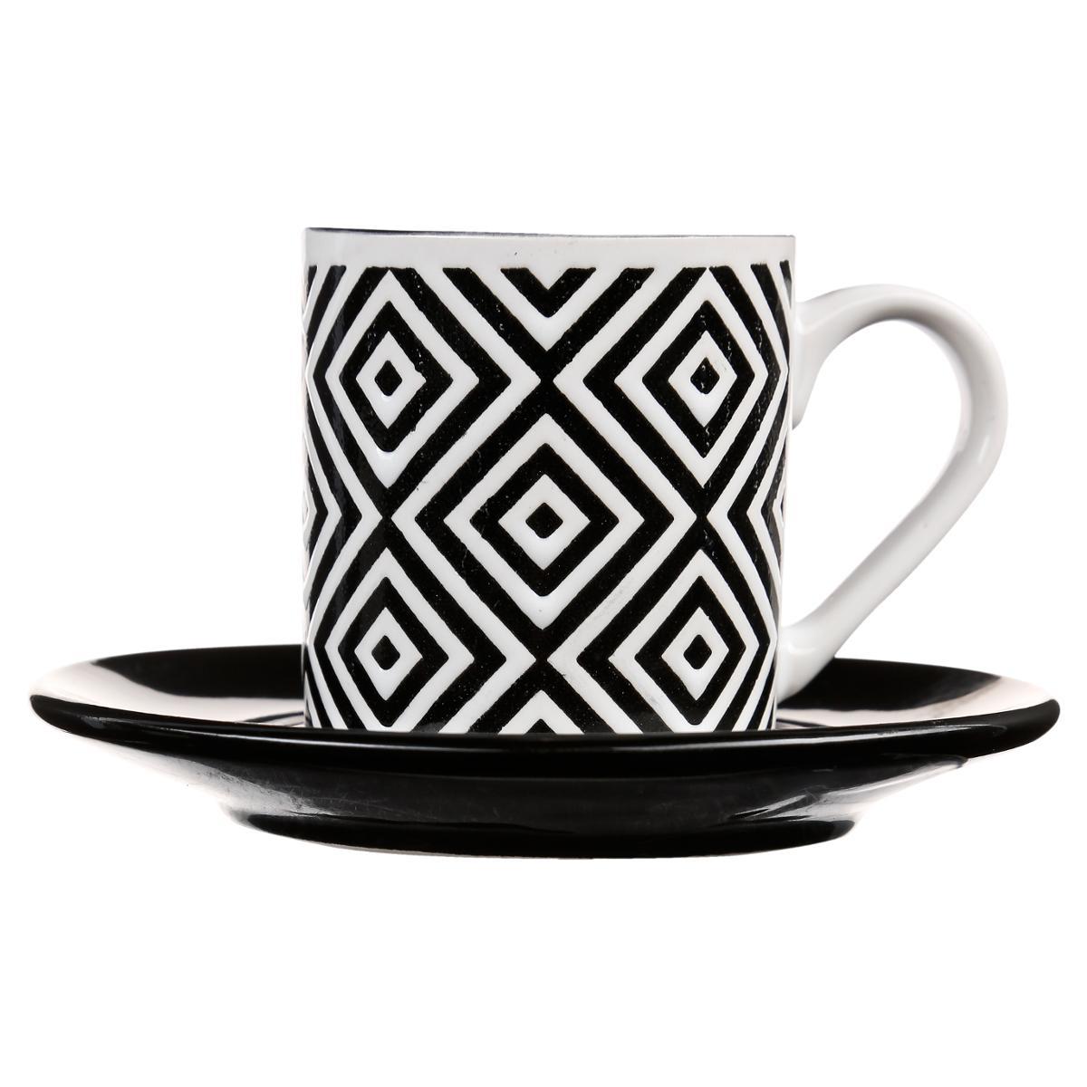 TASSE A CAFE AVEC SOUCOUPE GEOMETRIQUE
