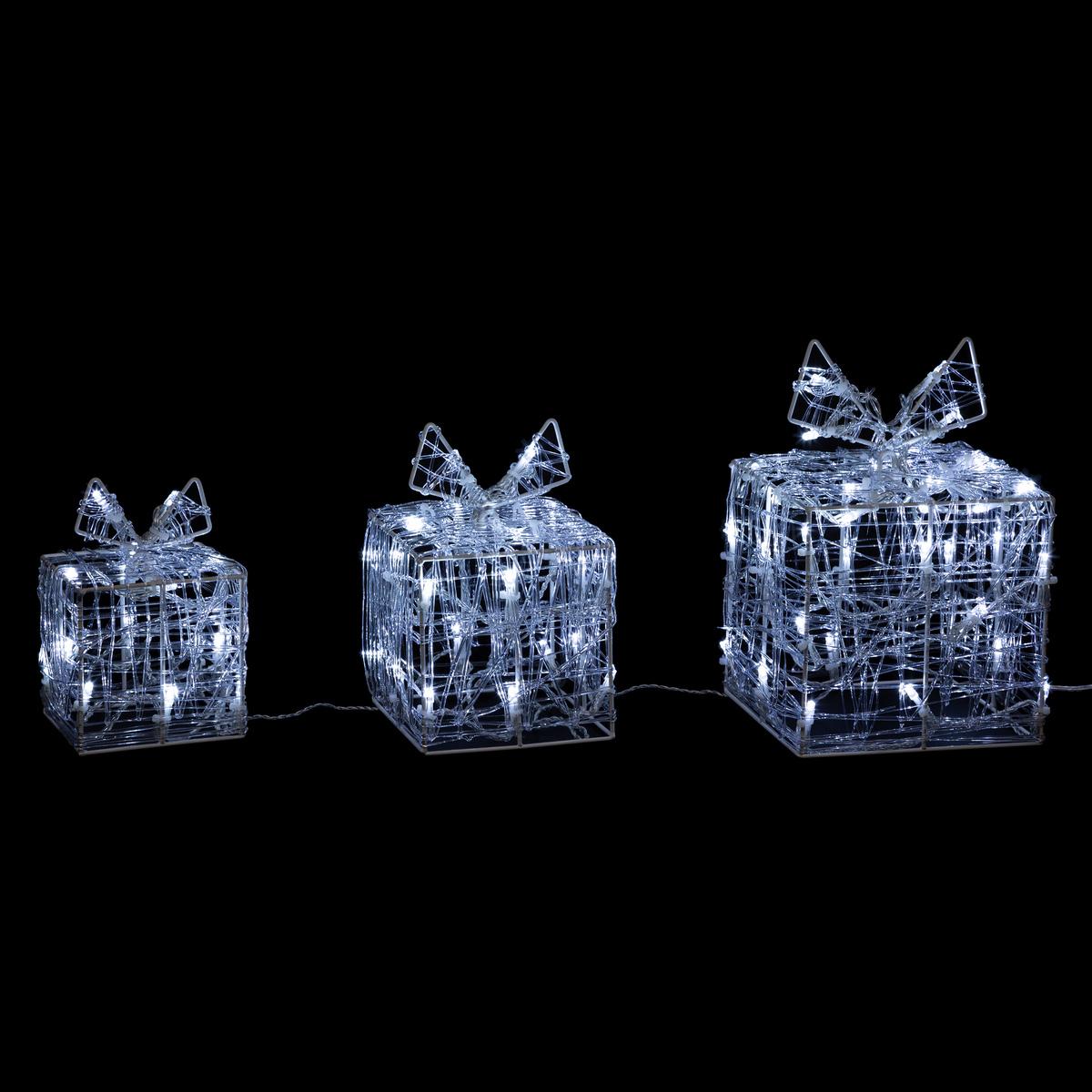 FORME ACRYLIQUE EXTERIEUR 3 CADEAUX 3D 70LEDS H.23CM
