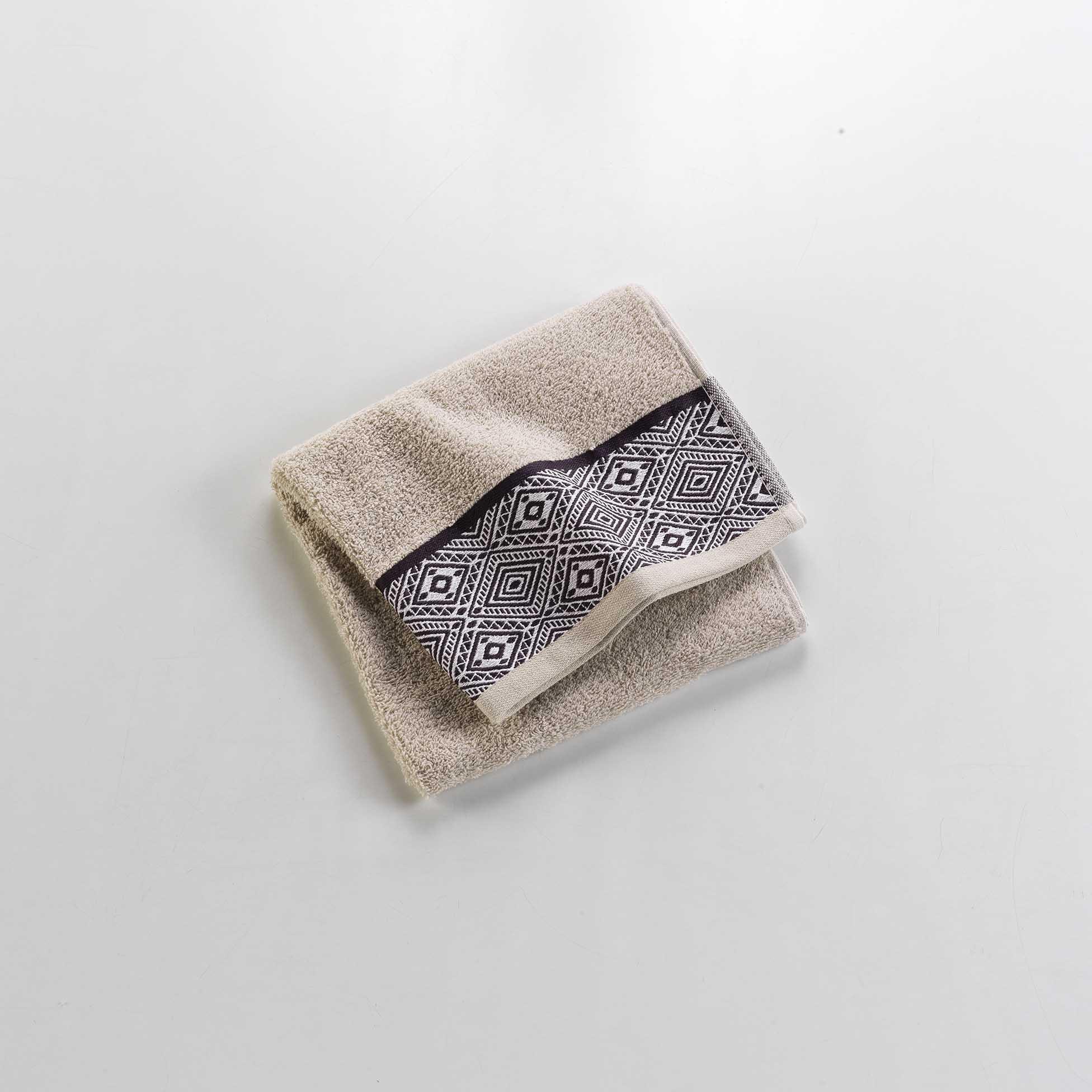 SERVIETTE TOILETTE 50X90CM EPONGE JACQUARD BEIGE