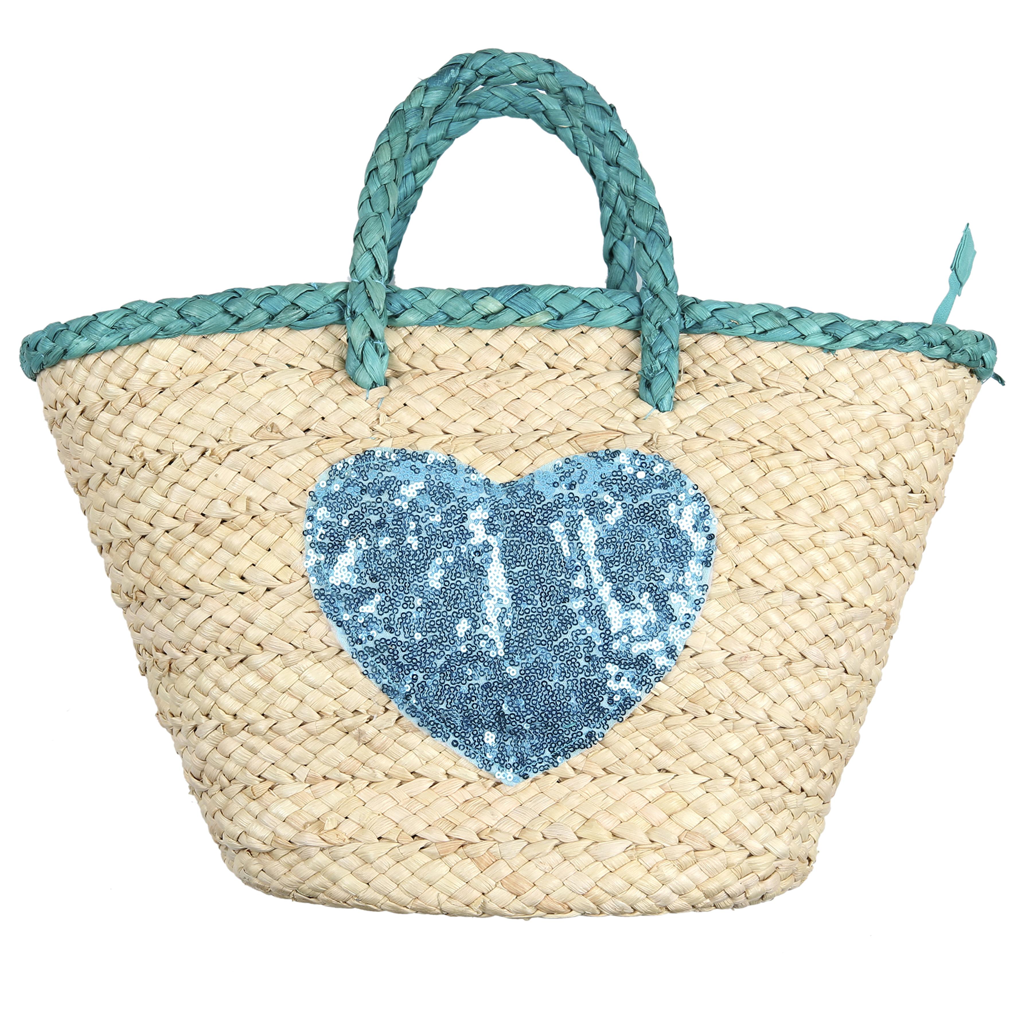 SAC DE PLAGE COEUR BLEU L48XH28CM