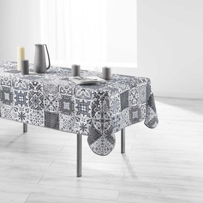 NAPPE RECTANGLE 150X240CM IMPRIME PERSANE GRIS