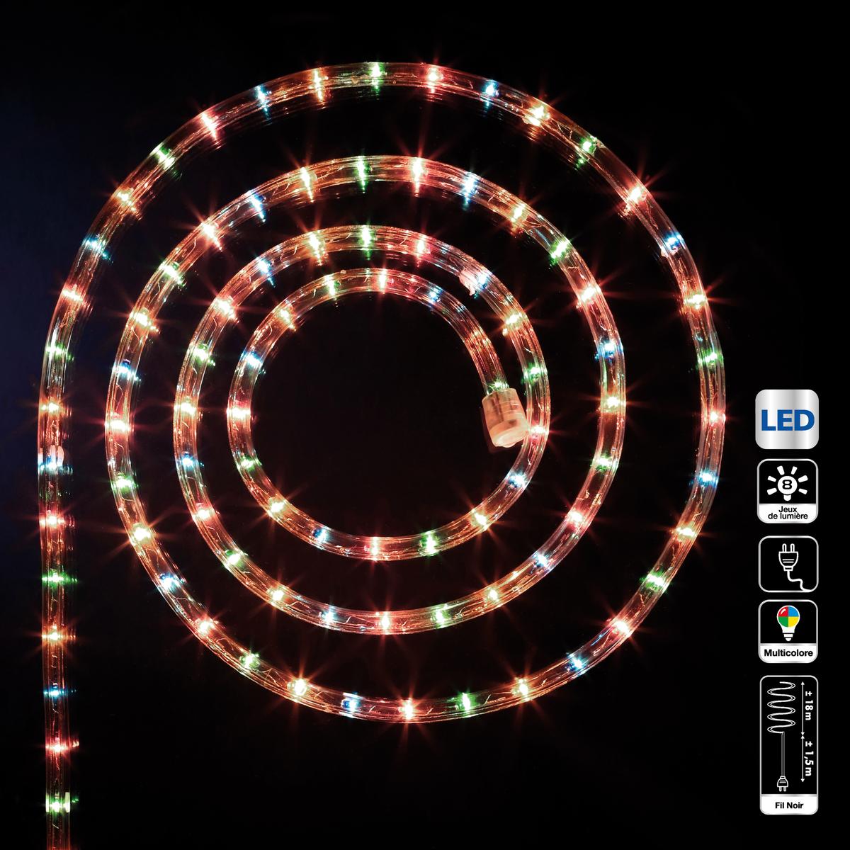 TUBE ELECTRIQUE EXTERIEUR A LEDS 18M MULTICOLORE