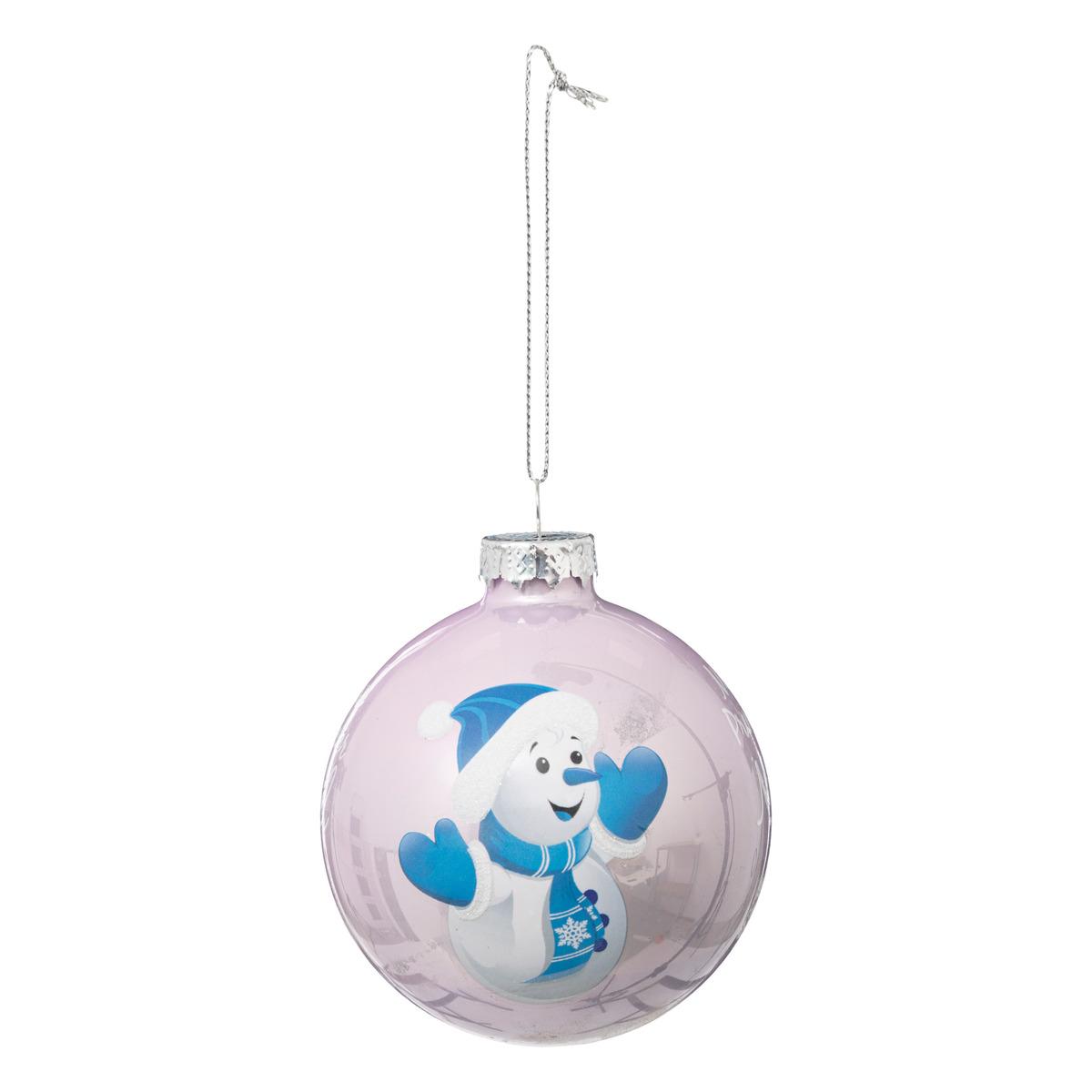 BOULE DE NOEL VERRE ENFANT BLEUE 80MM