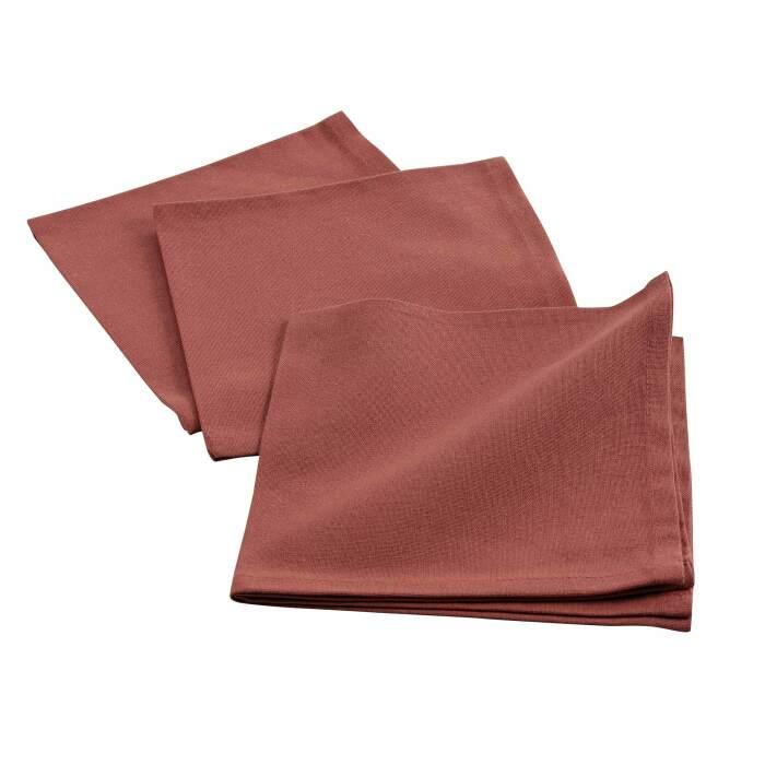 3 SERVIETTES DE TABLE 40X40 CM COTON UNI INITIA TERRACOTTA