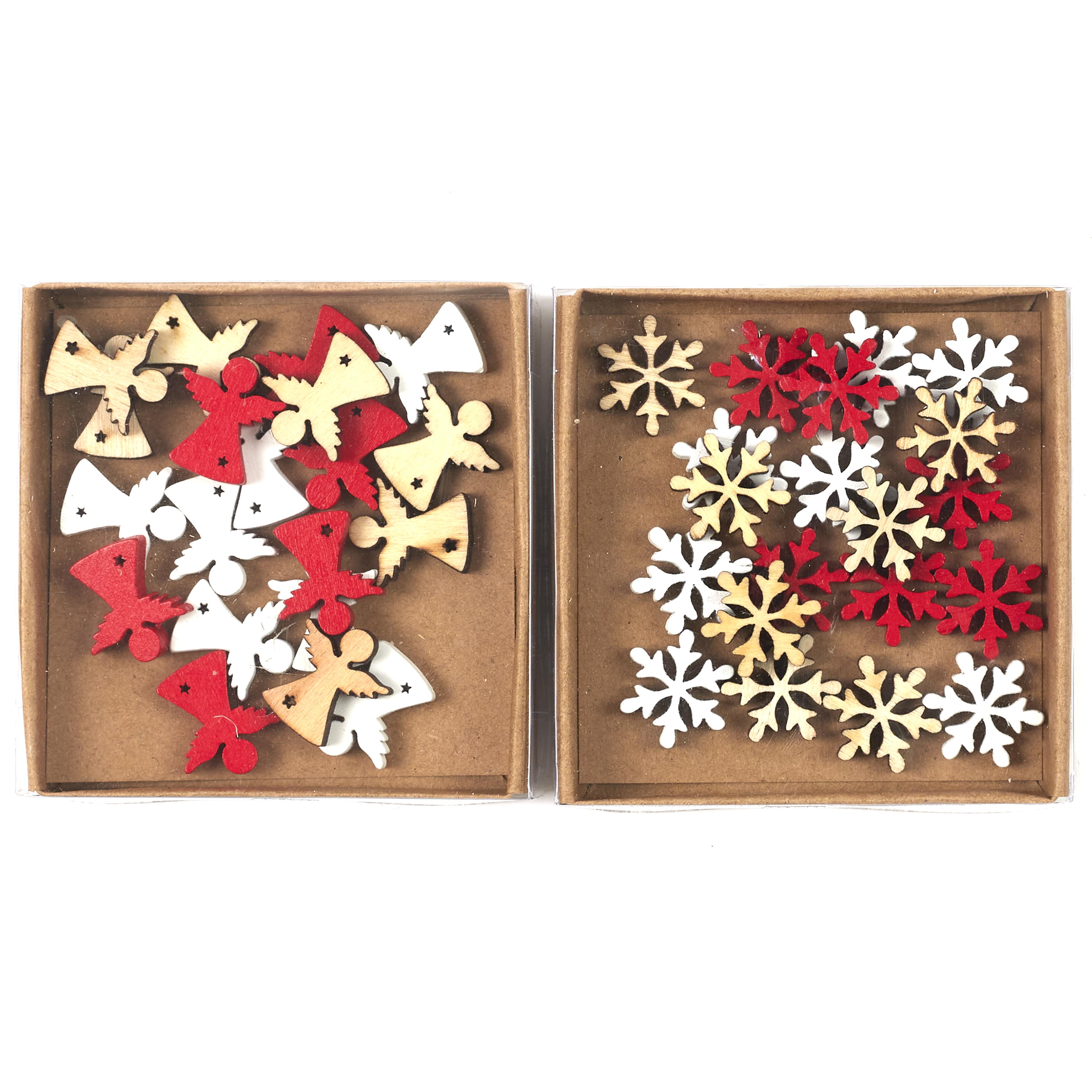COFFRET ANGES FLOCONS EN BOIS 8X8X1CM
