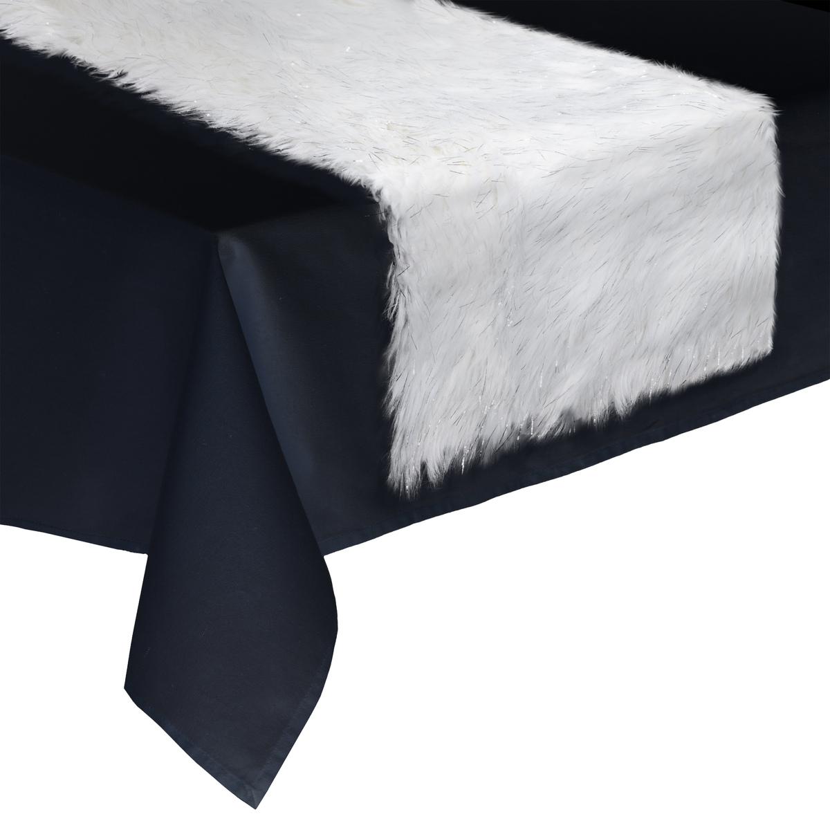 CHEMIN DE TABLE FOURRURE PAILLETTE BLANC 45X150CM