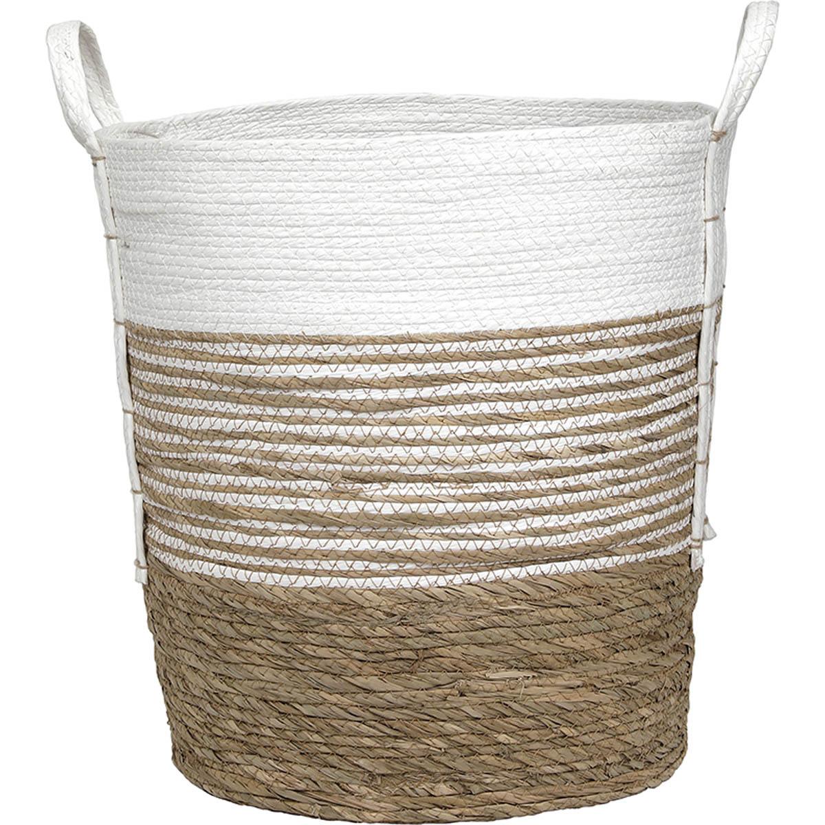PANIERE FIBRE VEGETALE PAPIER D.45X47CM NATUREL BLANC