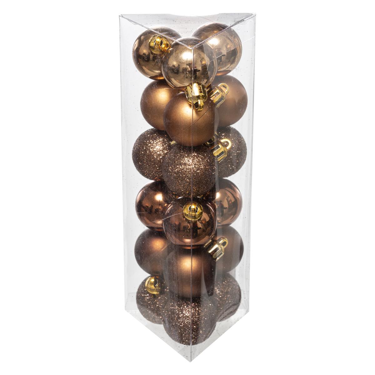 BOULE DE NOEL 30MM X18 PIECES BRONZE