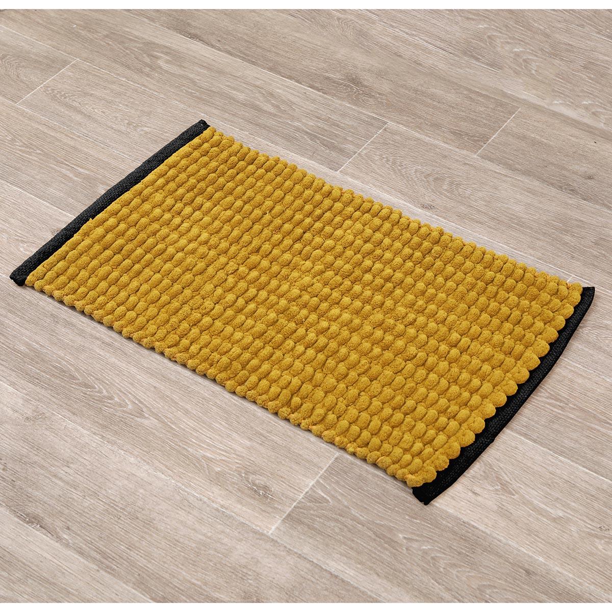 TAPIS POLYESTER COTON BICOLORE 45X75CM OCRE NOIR