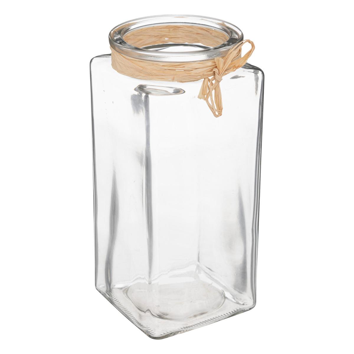 VASE VERRE RAPHIA H.22.5CM