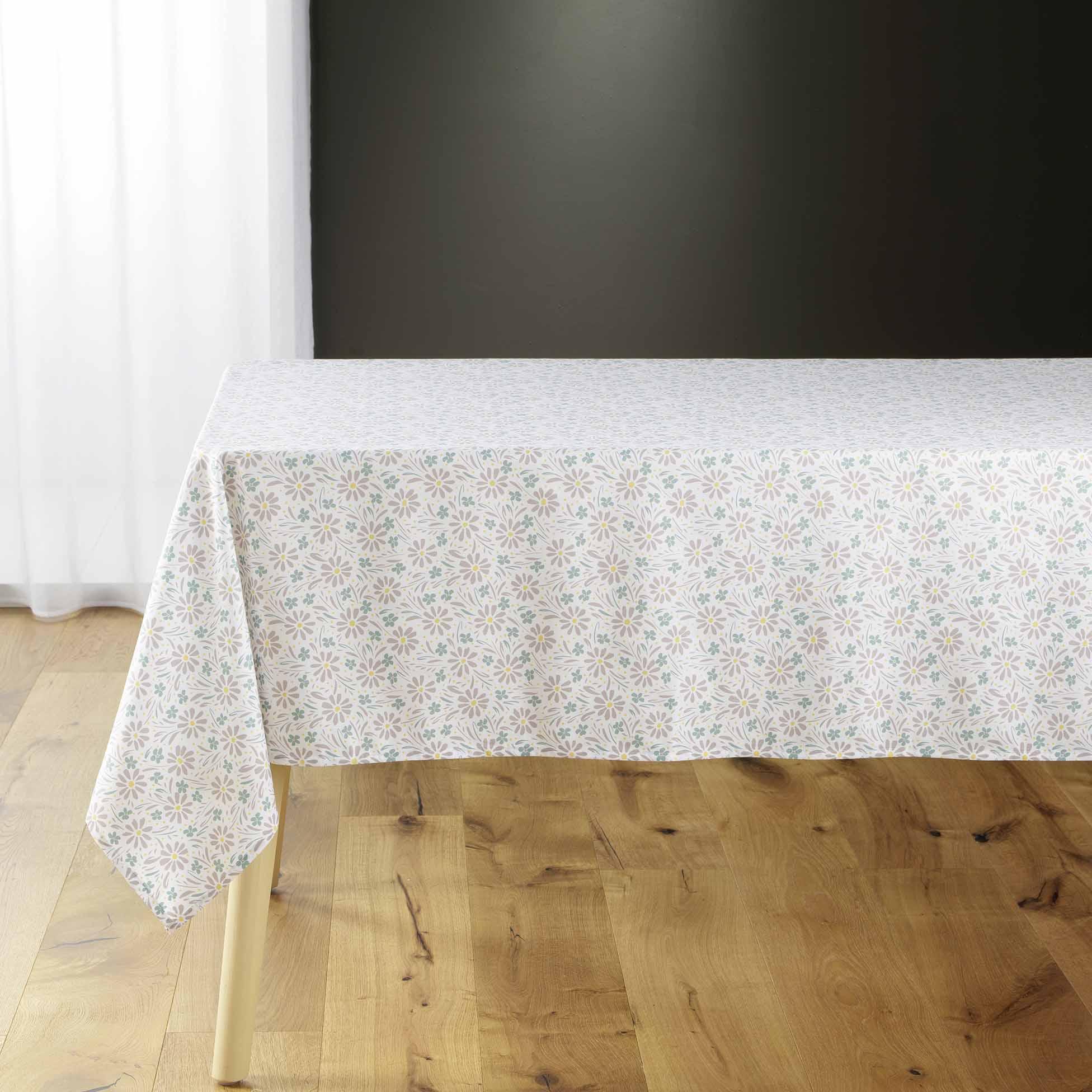NAPPE 140X240CM MICROFIBRE IMPRIMEE FLORELLE TAUPE