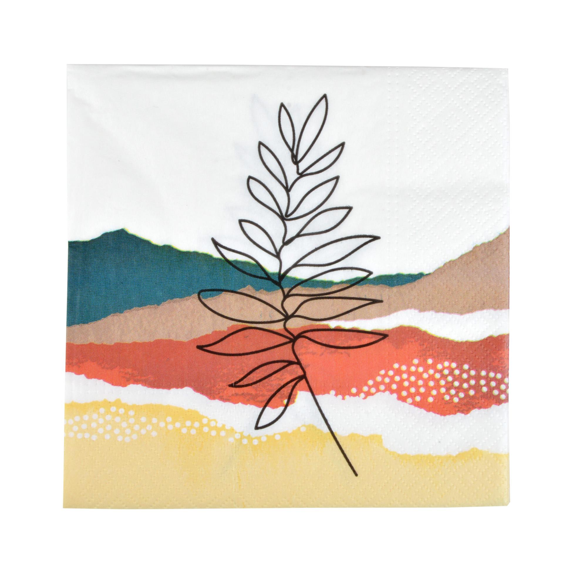 SET 20 SERVIETTES PAPIER 3 PLIS 33X33CM ABSTRACT FLOWER
