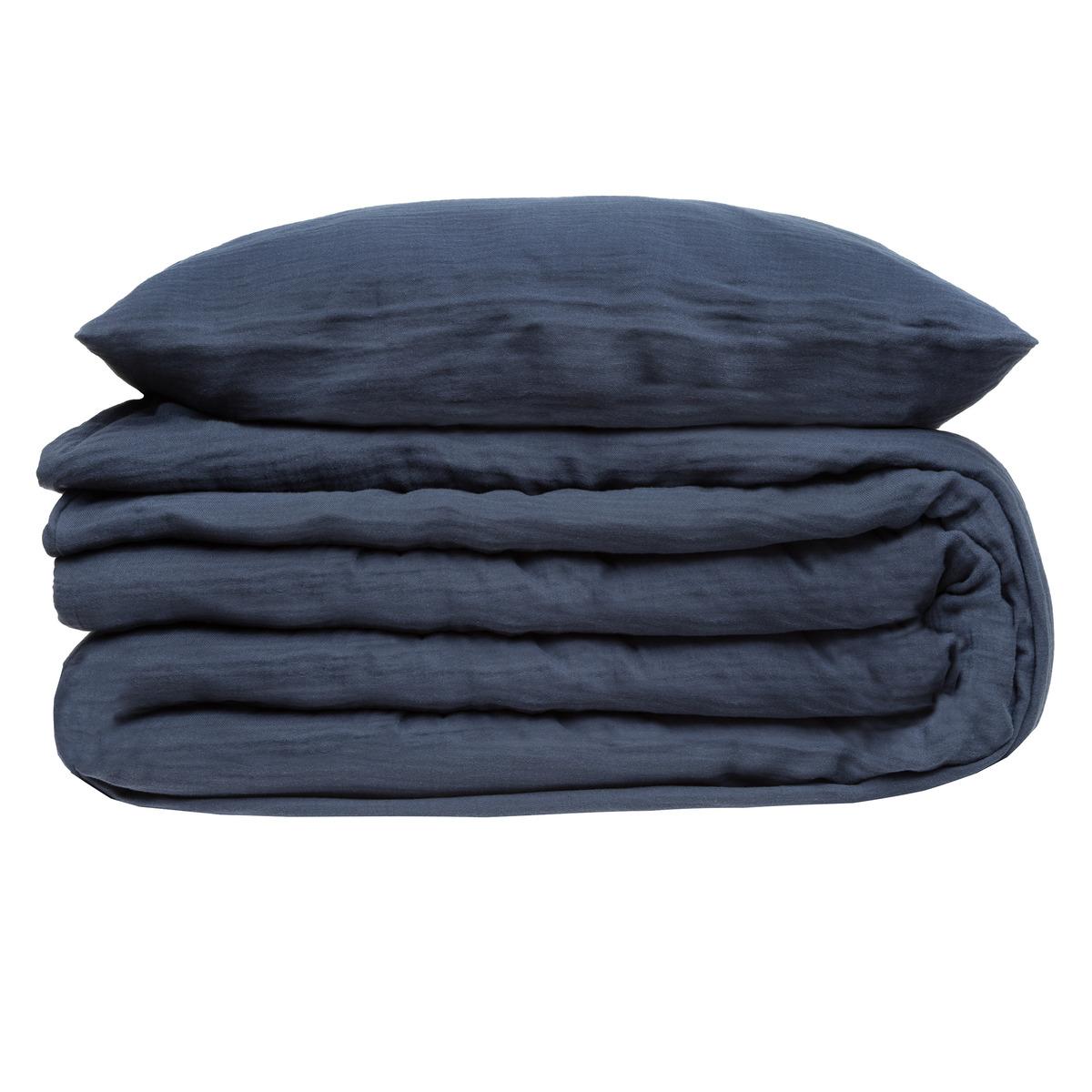PARURE DOUBLE GAZE COTON BLEU 260X240CM