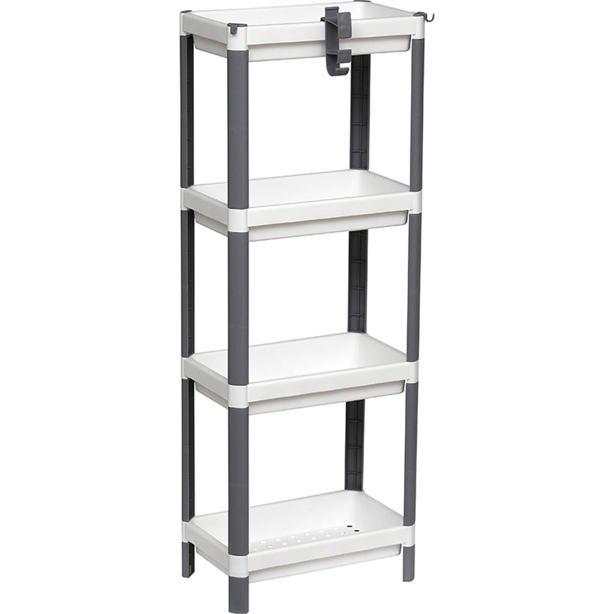 MEUBLE DE RANGEMENT 4 NIVEAUX BLANC GRIS