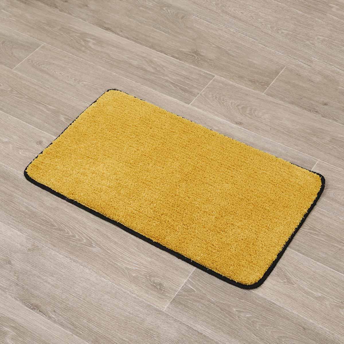 TAPIS MICROFIBRE DOUX DESSOUS LATEX 45X75CM OCRE