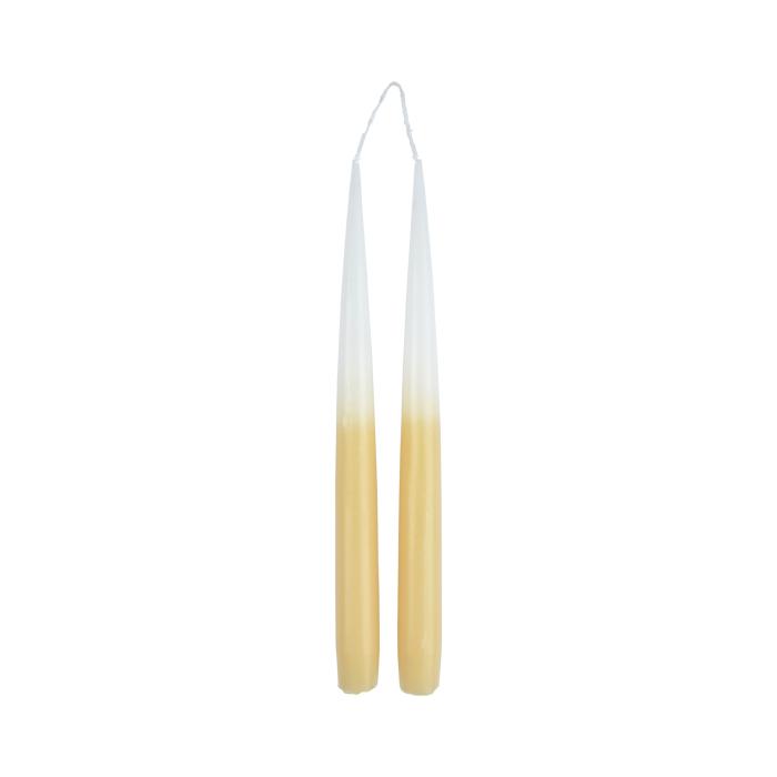 SET 2 BOUGIES CHANDELIER H.26CM TIE DYE BLANC ET SEMOULE