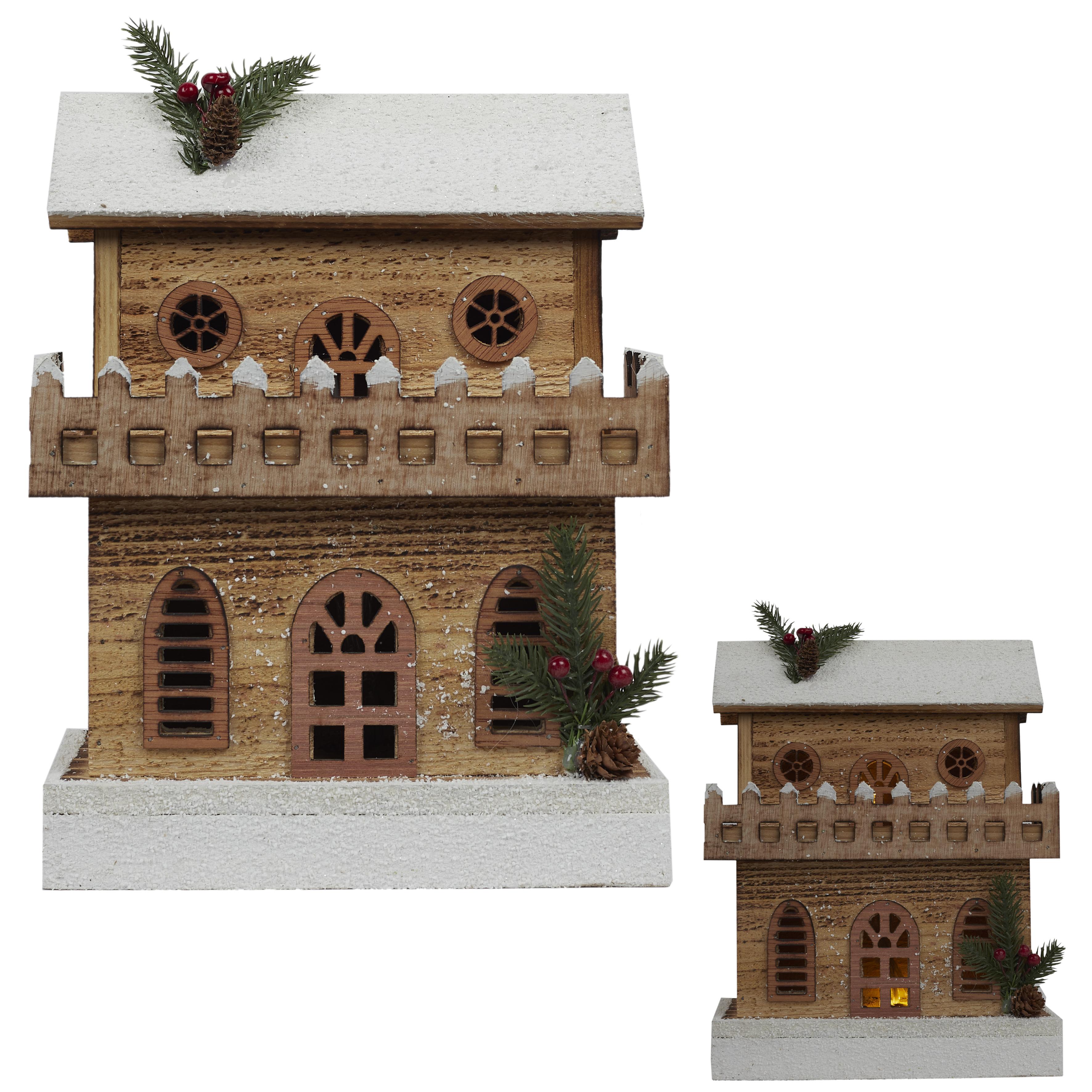 CHALET BOIS ENNEIGE LED H.29CM