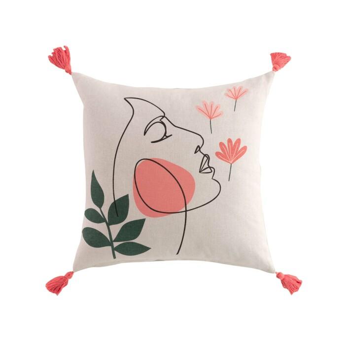 COUSSIN DEHOUSSABLE POMPONS 45X45CM COTON IMP MARISOL