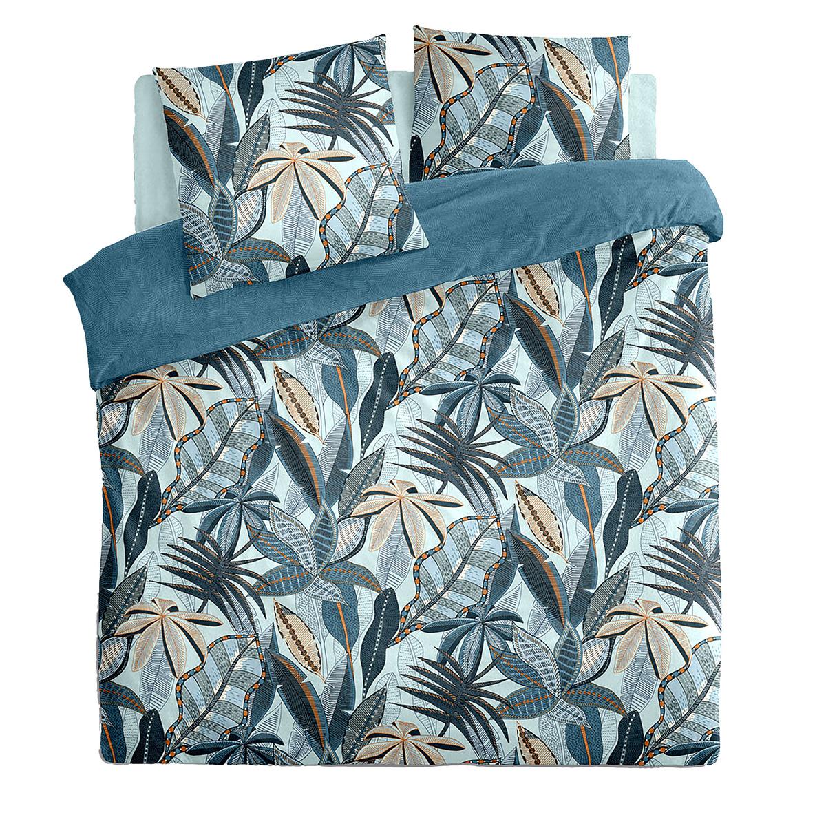 PARURE IMPRIME NIKAU BLEU 240X220CM