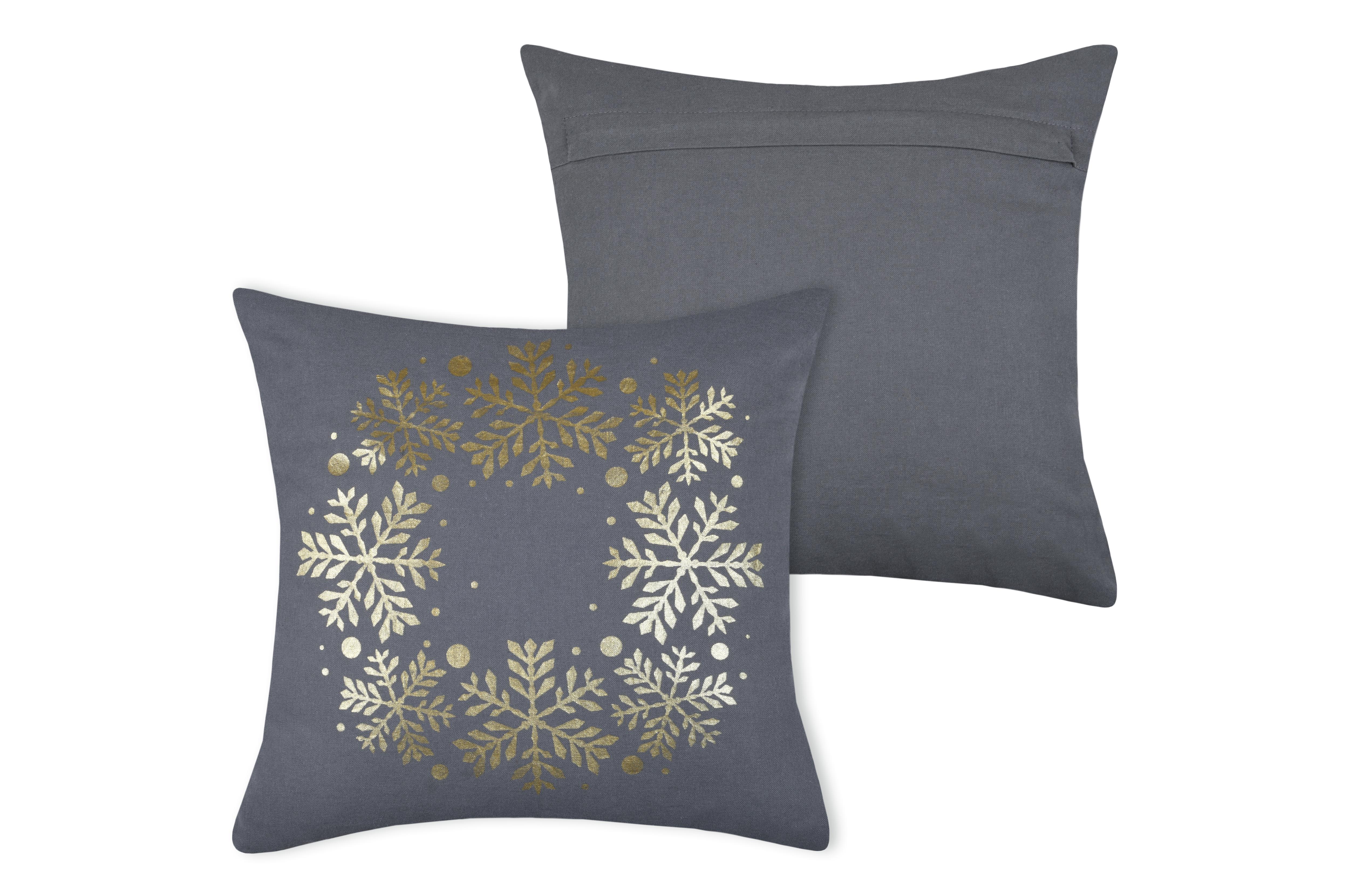 LUMINEUX COUSSIN FLOCONS GRIS 40X40CM