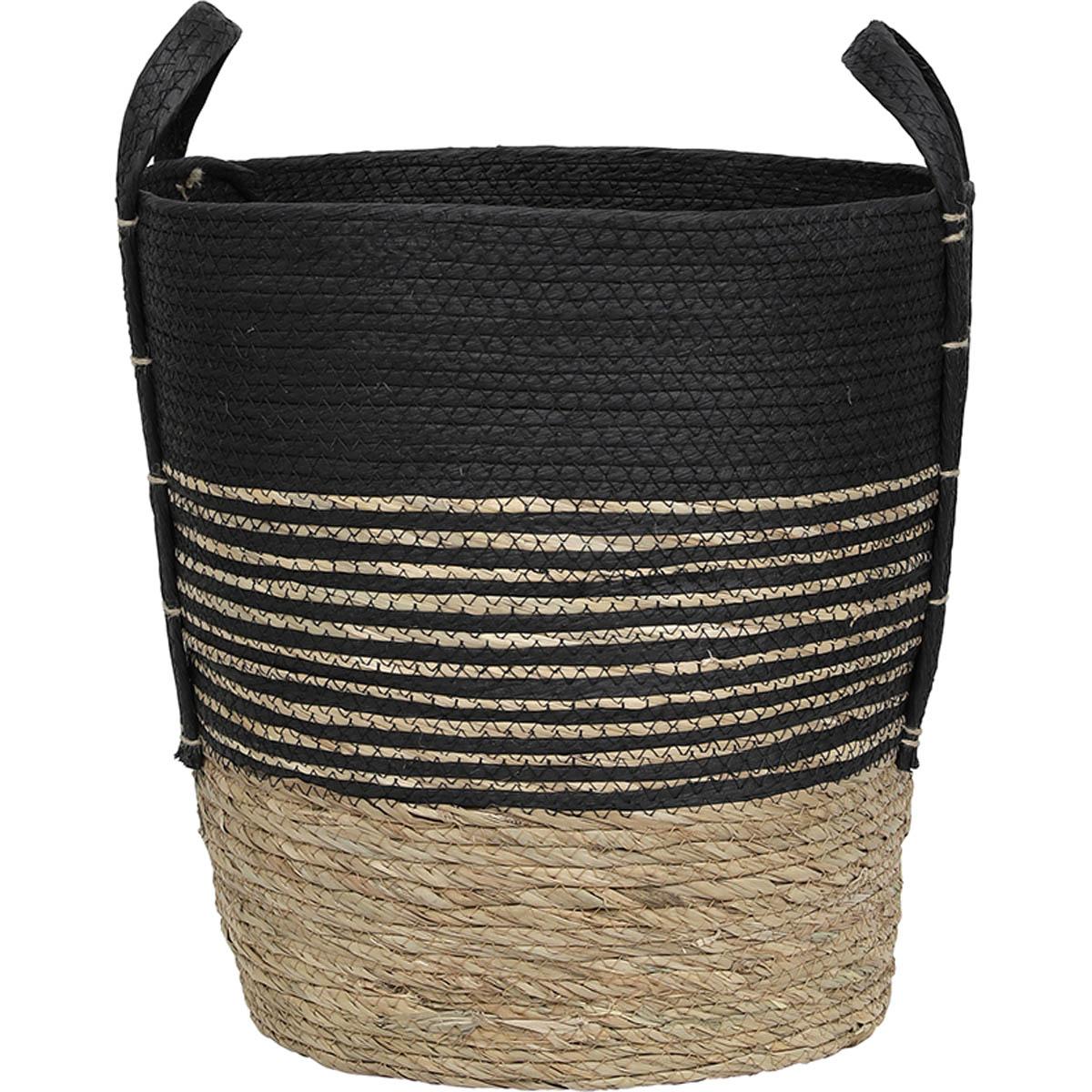 PANIERE FIBRE VEGETALE PAPIER D.40X42CM NATUREL NOIR