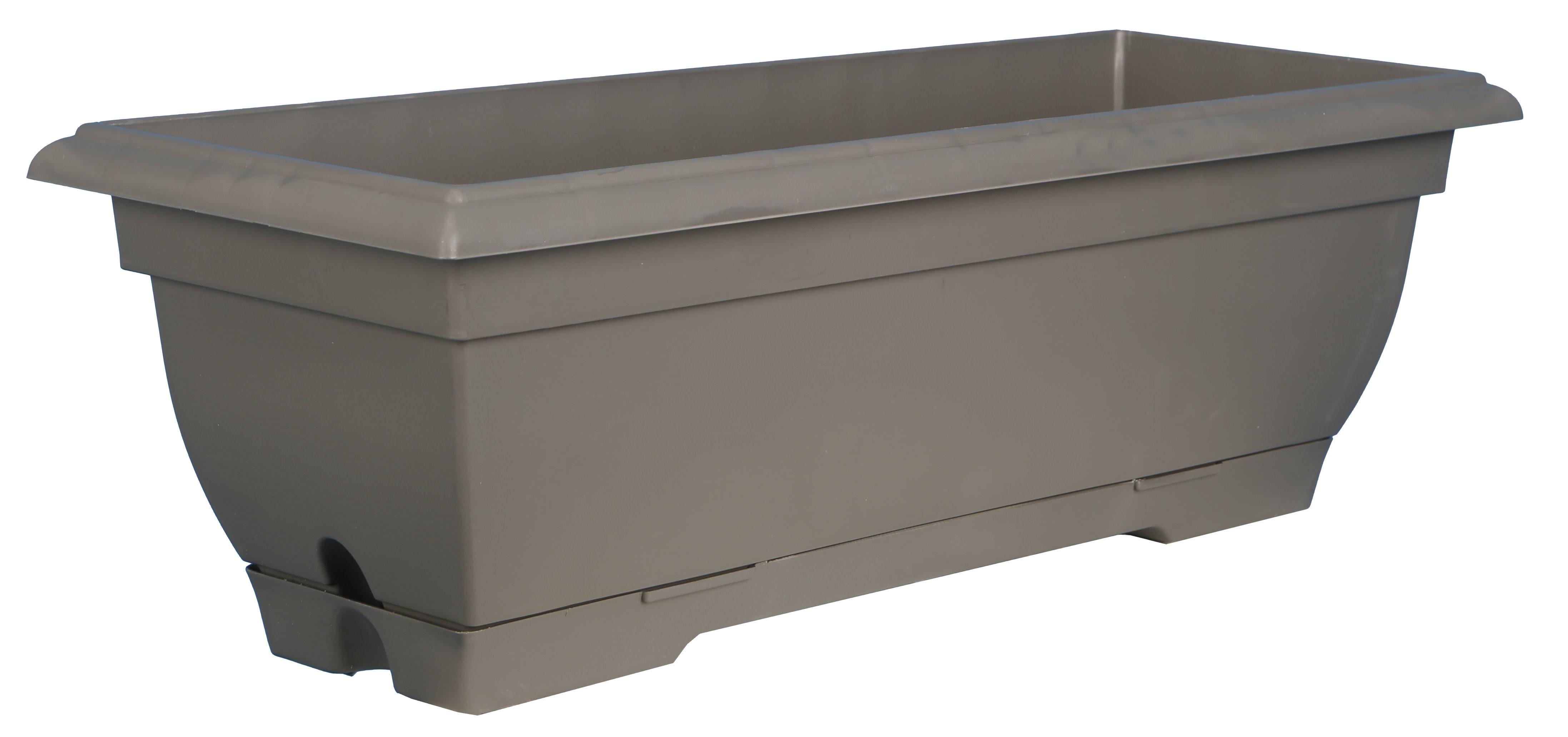 JARDINIERE RESINE EVO 50CM AVEC SOUCOUPE CLIPS GRIS