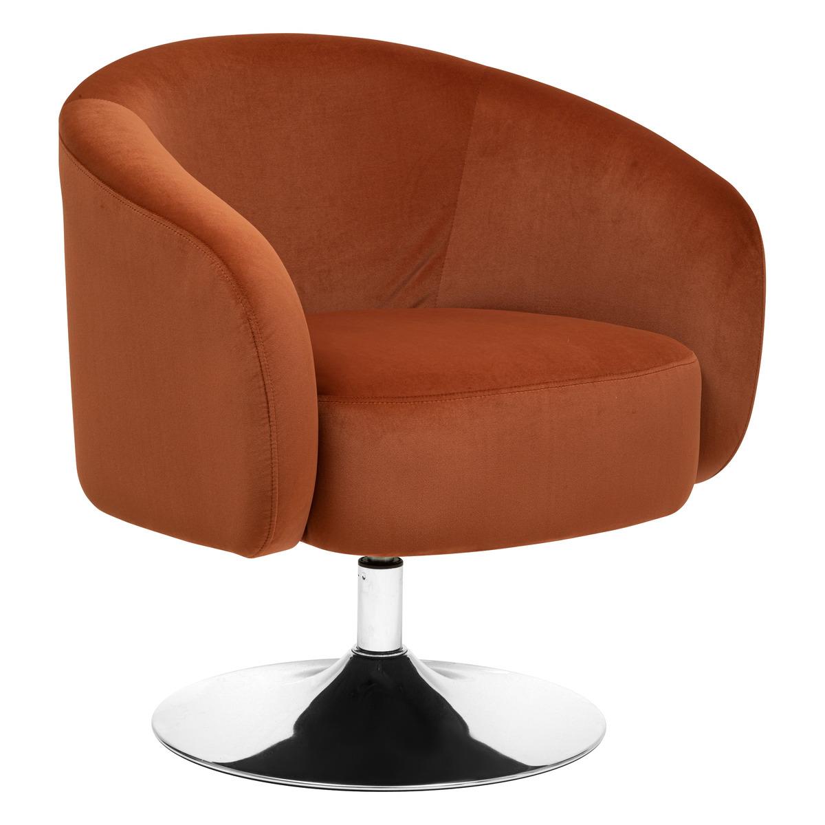 FAUTEUIL PIVOTANT VELOURS EDITH AMBRE